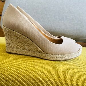 US9 beige tan wedge espadrilles from J Crew